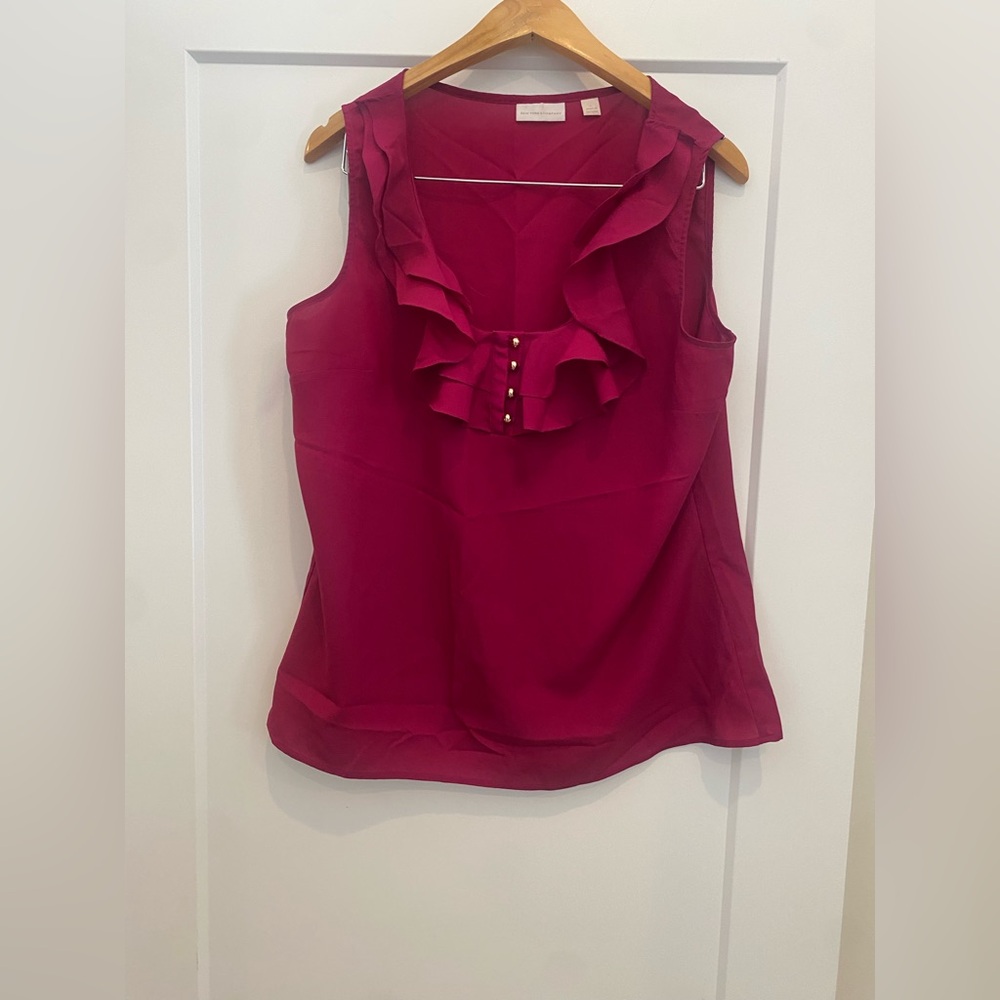 New York & Company Fuchsia Ruffled Blouse